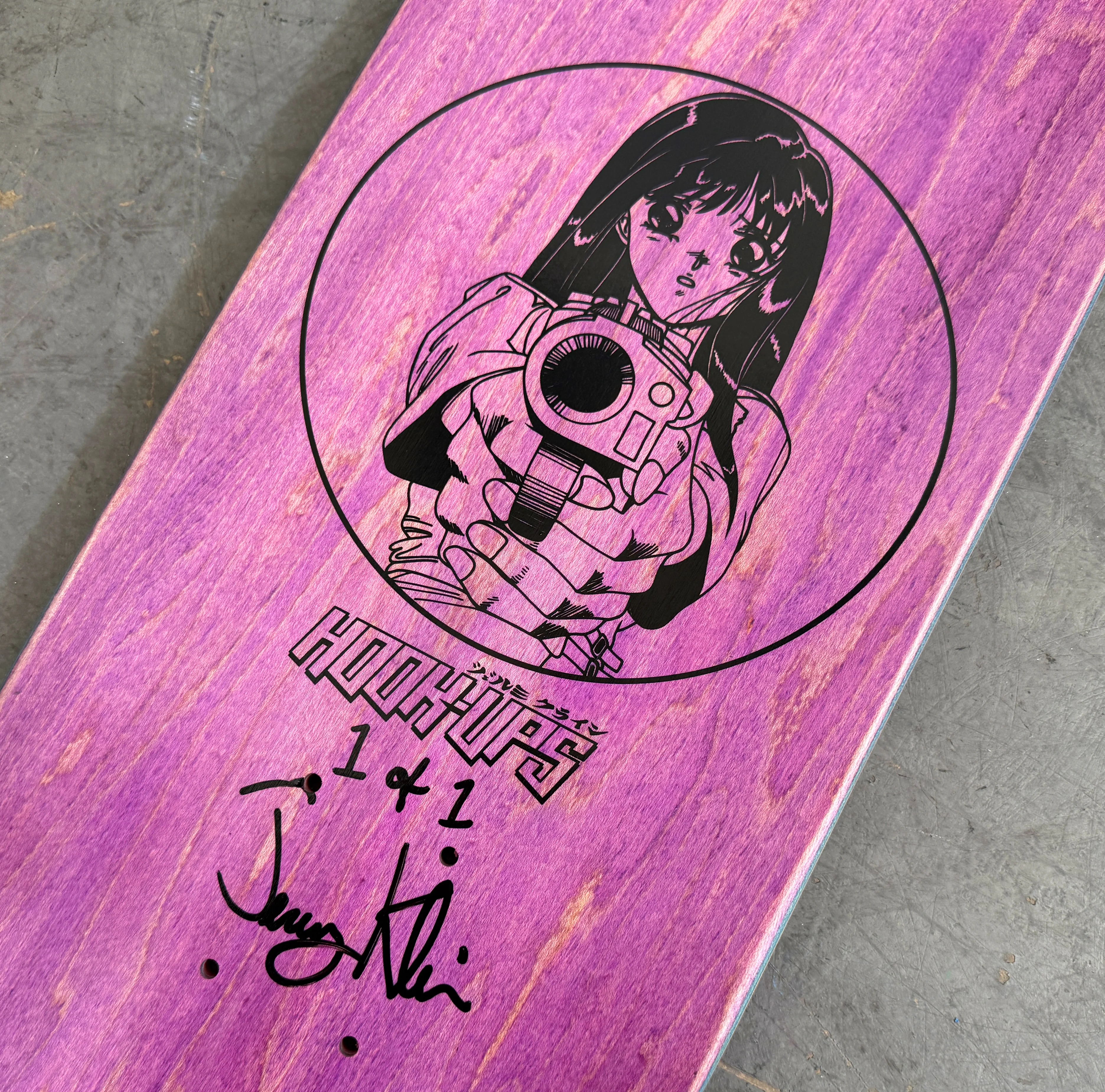 1 of 1 SIGNED Barrel of a Gun - 8.25 X 32.25 HAND PAINTED PURPLE/PINK - Image 2