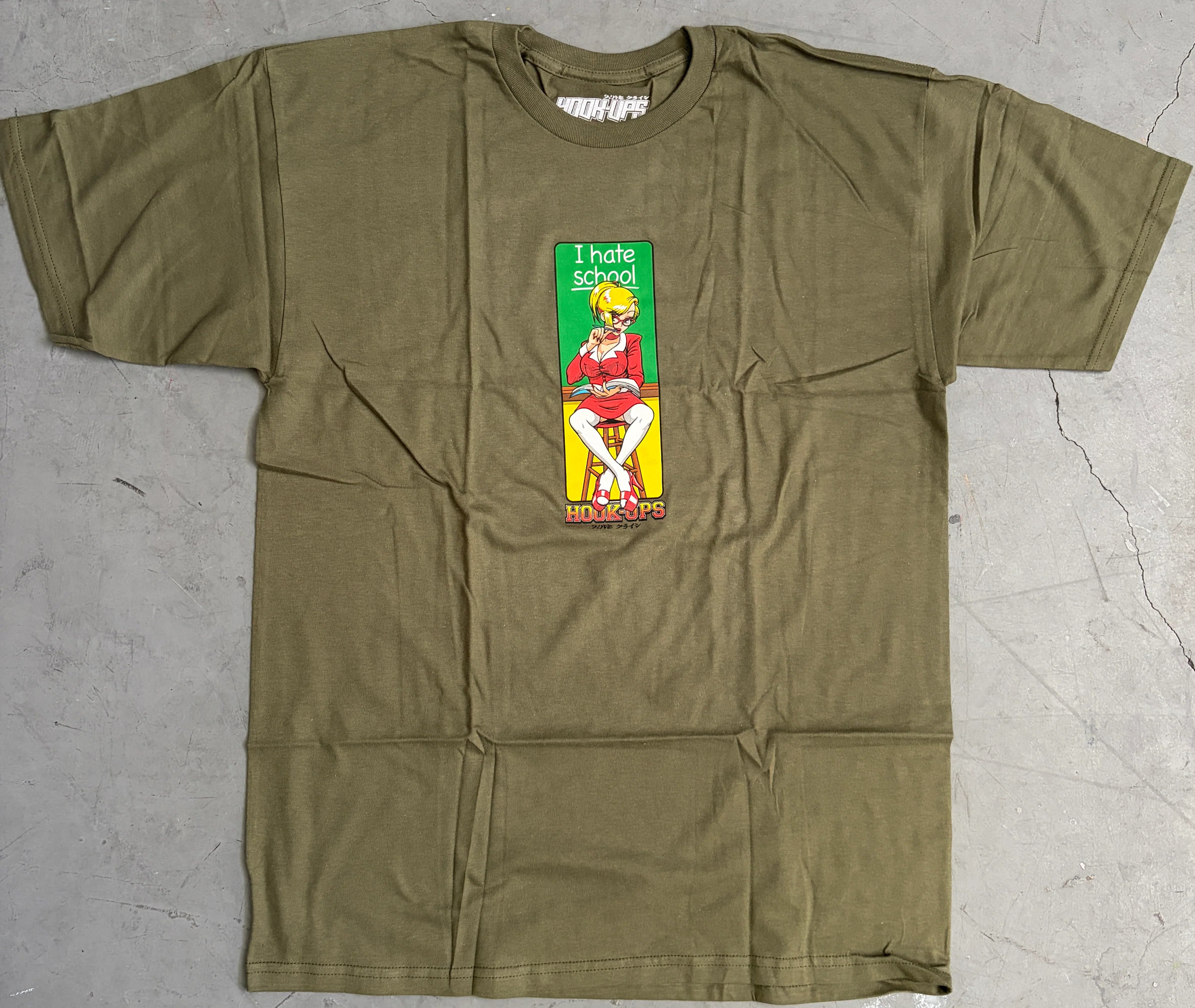 I Hate School T-shirt - ARMY GREEN - NEW OLD STOCK FROM 2012 - Image 3