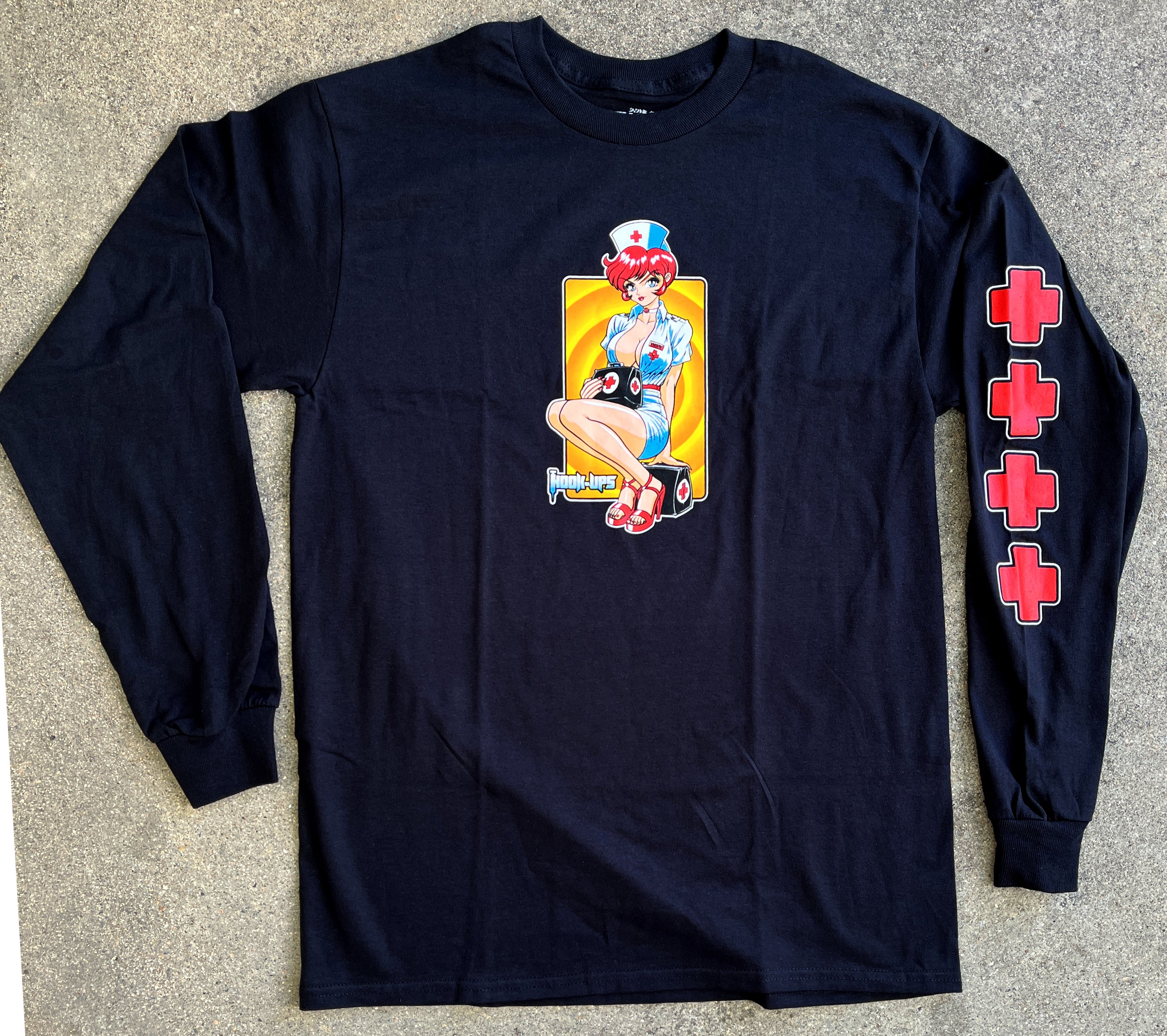 Nurse Trixie LONG SLEEVE t-shirt BLACK - Image 2