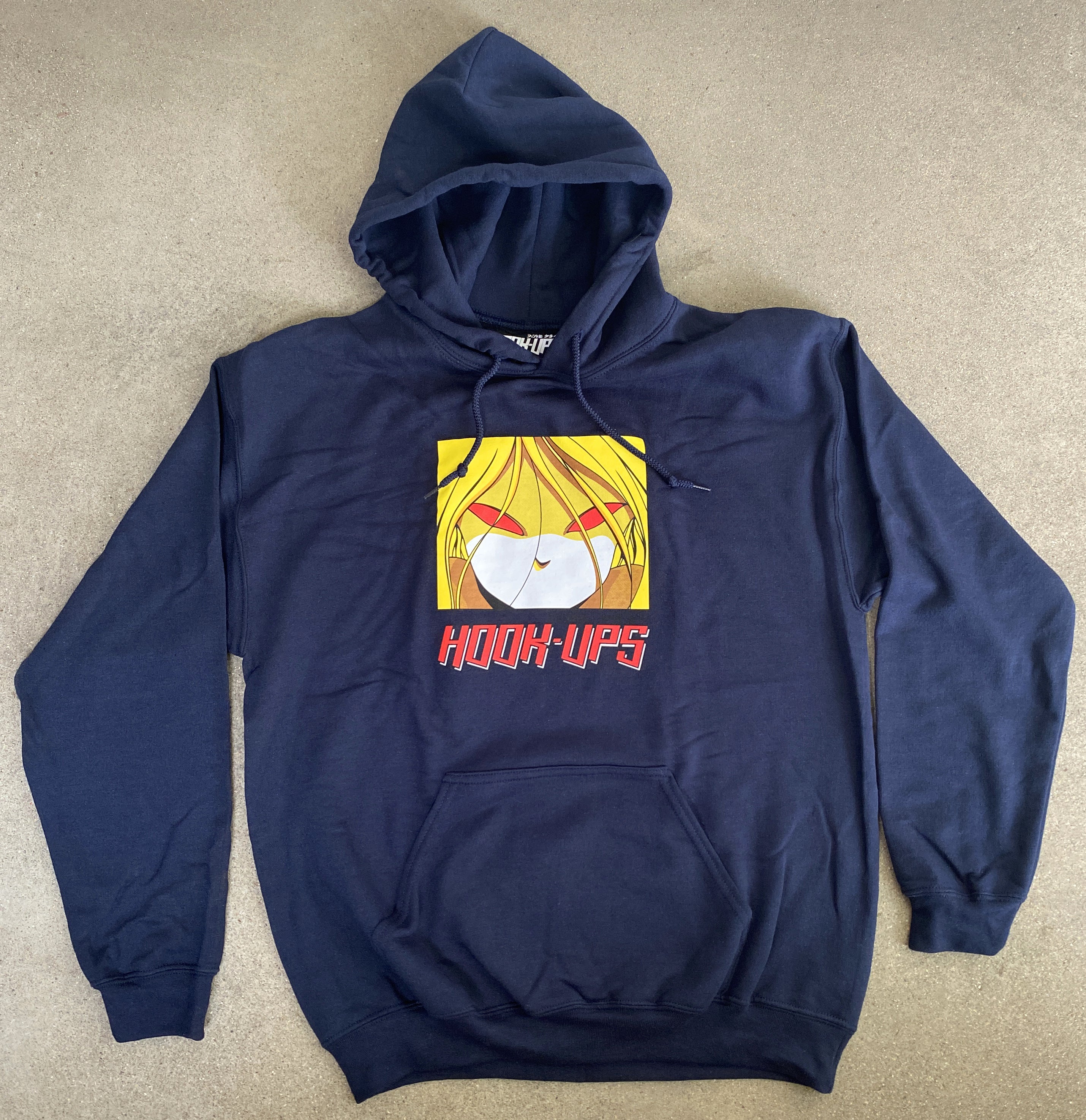 Red Eyes Hooded Sweatshirt- NAVY BLUE - Image 2