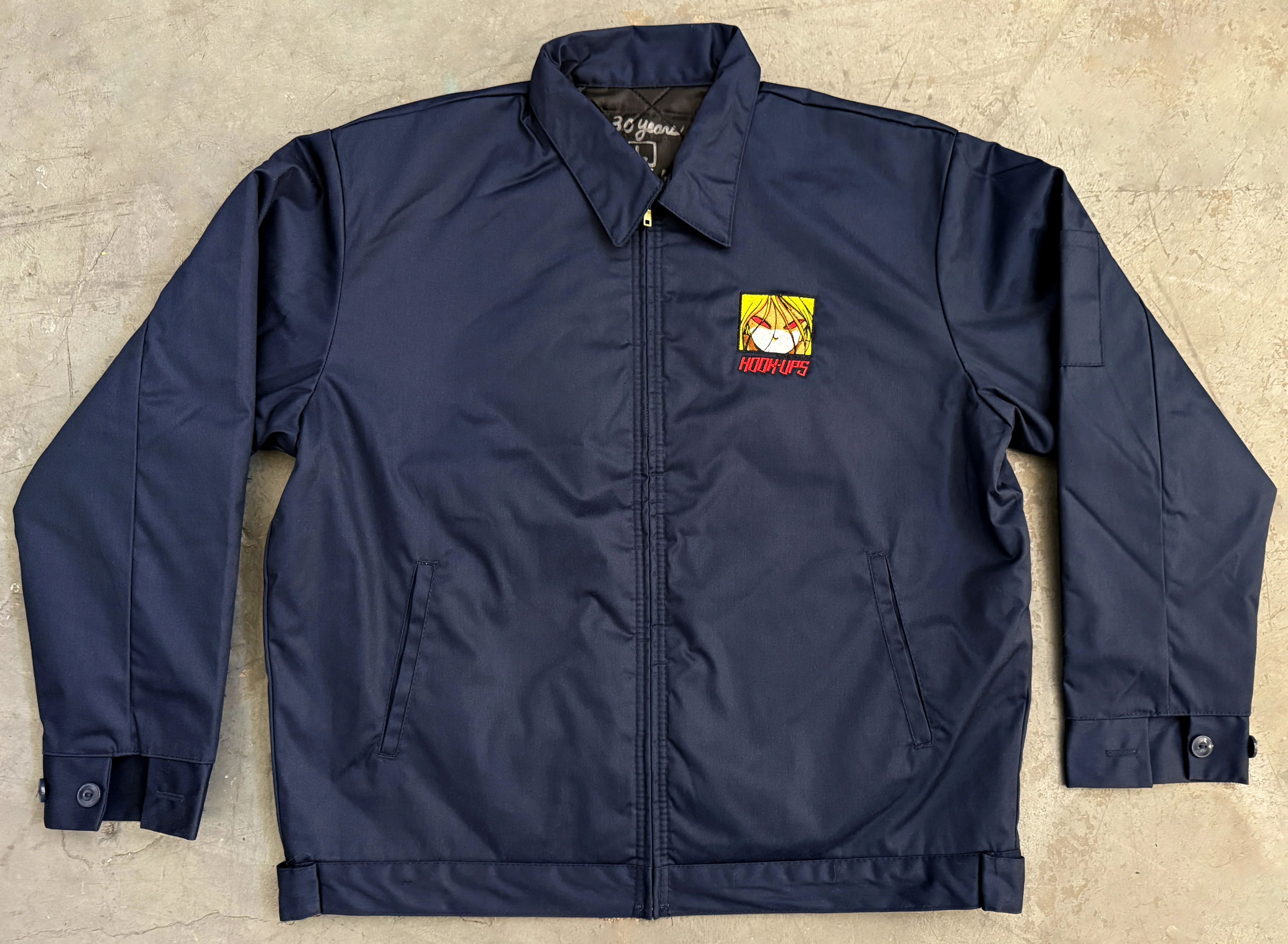 Red Eyes Lined Work Jacket - NAVY BLUE - Image 4